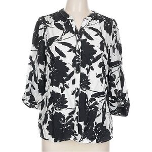 Sara Michelle Black & White Floral Button-Up Blouse